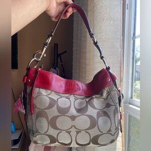 Red Coach Zoe Hobo Bag